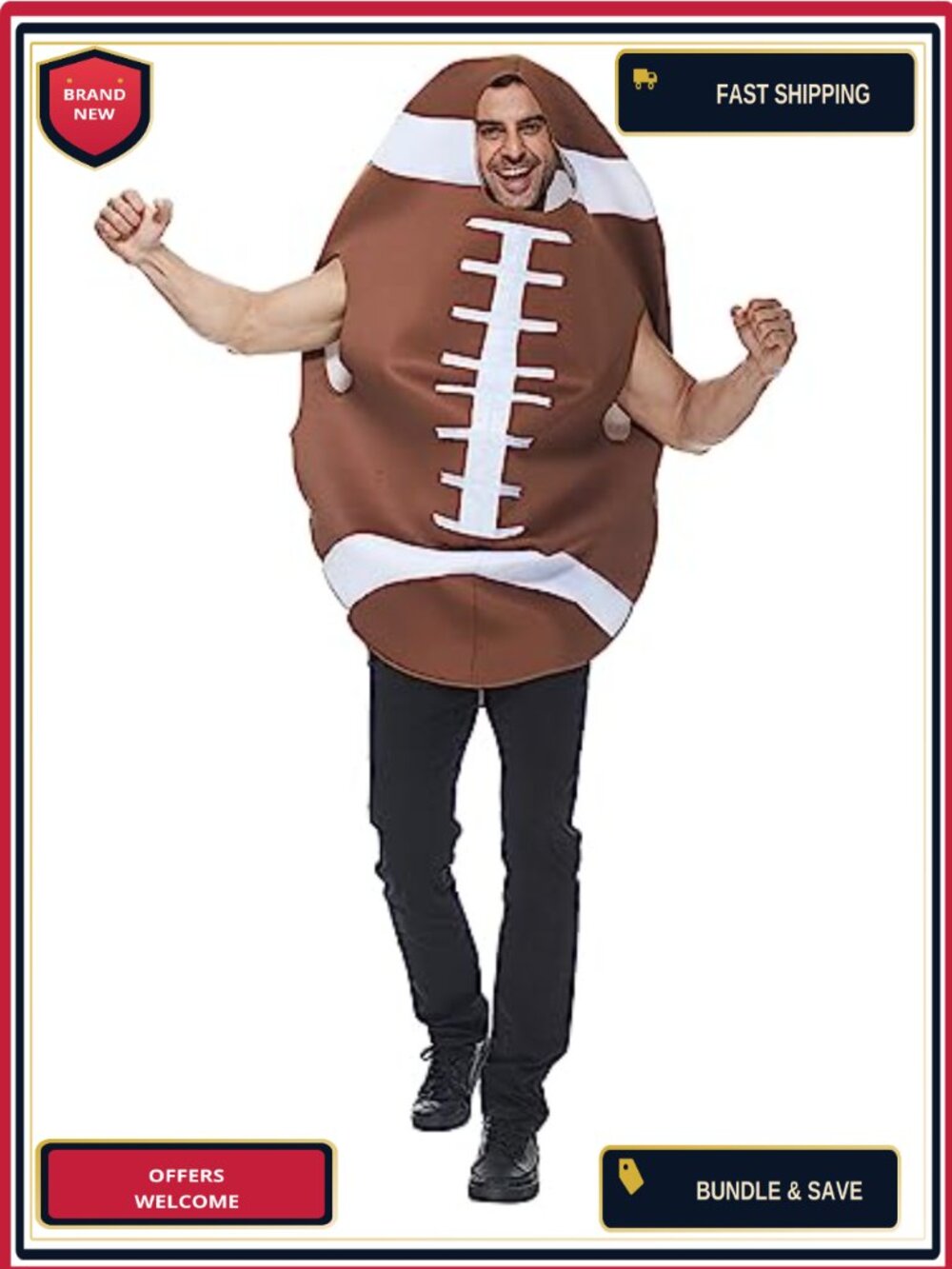 Adult Rugby Jumpsuit Football Halloween Costume One Size Unisex Lightweight